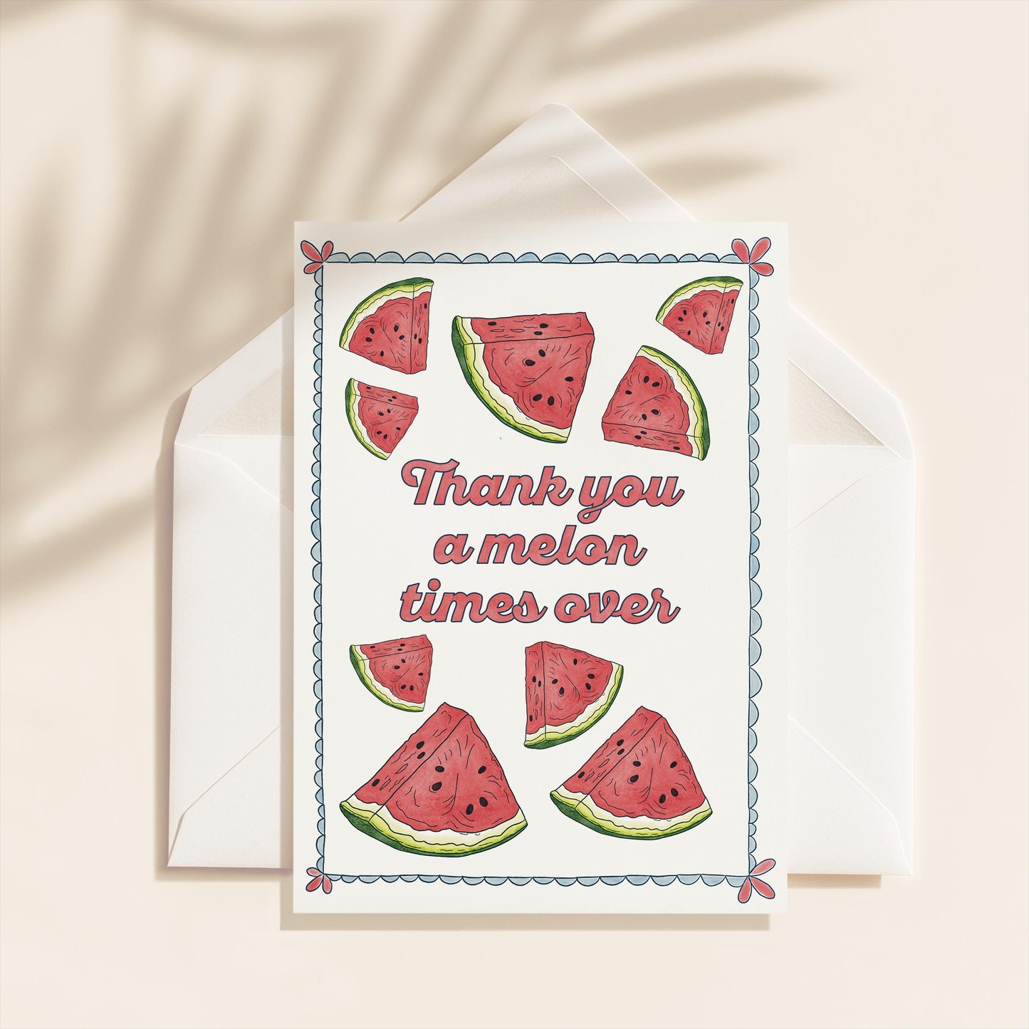 Melon Thank You Card | 5.5x6.5 Inch | Blank Inside Greeting Card | Thank You Greeting Card | Thank You A Melon Times Greeting Card