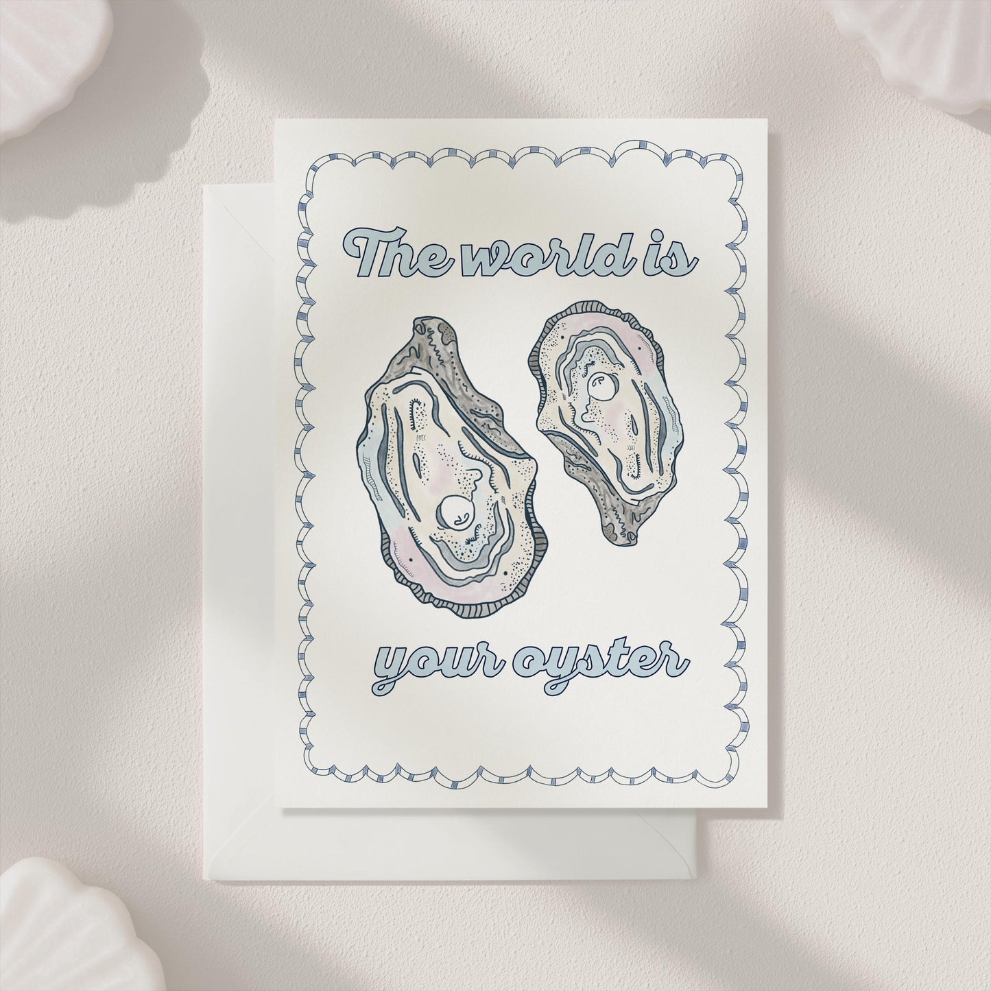 World is Your Oyster Greeting Card | 5.5x6.5 Inch | Blank Inside Greeting Card | Greeting Card for Graduation | Congrats Greeting Card