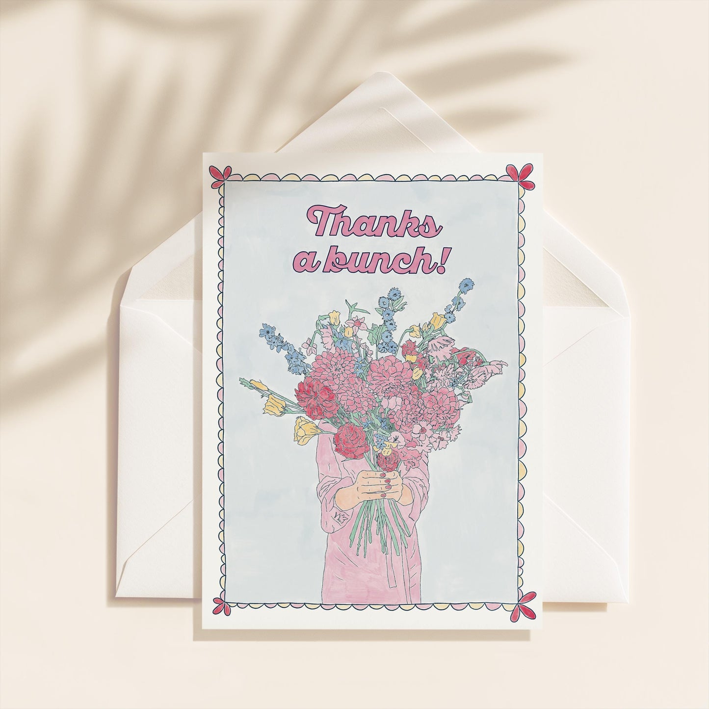 Flower Thank You Card | 5.5x6.5 Inch | Blank Inside Greeting Card | Thank You Greeting Card | Thanks A Bunch Greeting Card