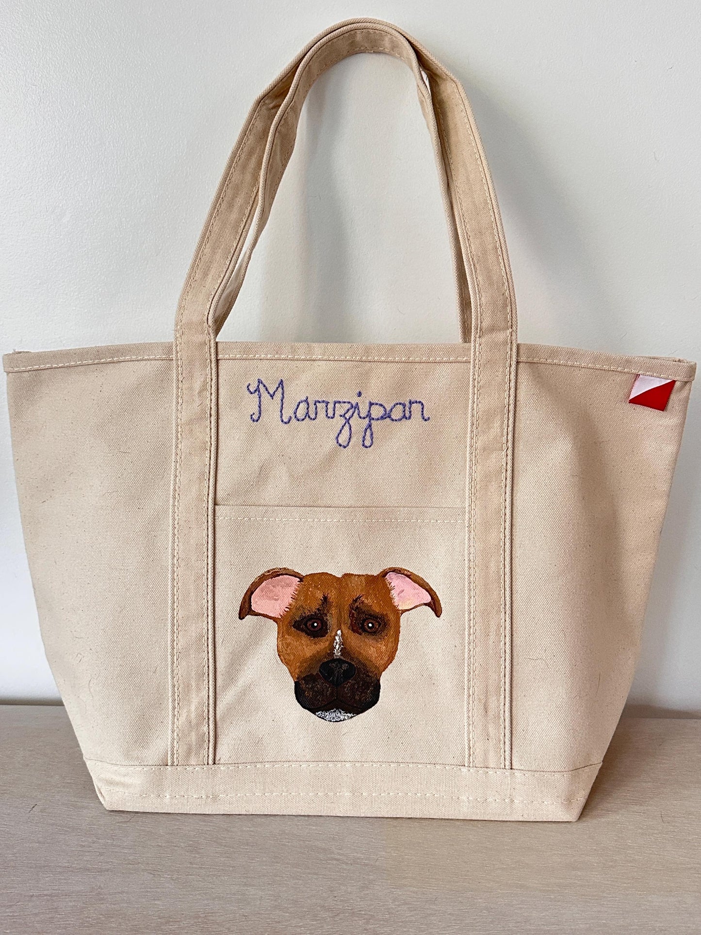 Hand-Painted Custom Pet Portrait Canvas Tote Bag | Personalized Dog Art | Custom Pet Memorial | Embroidered Boat Tote