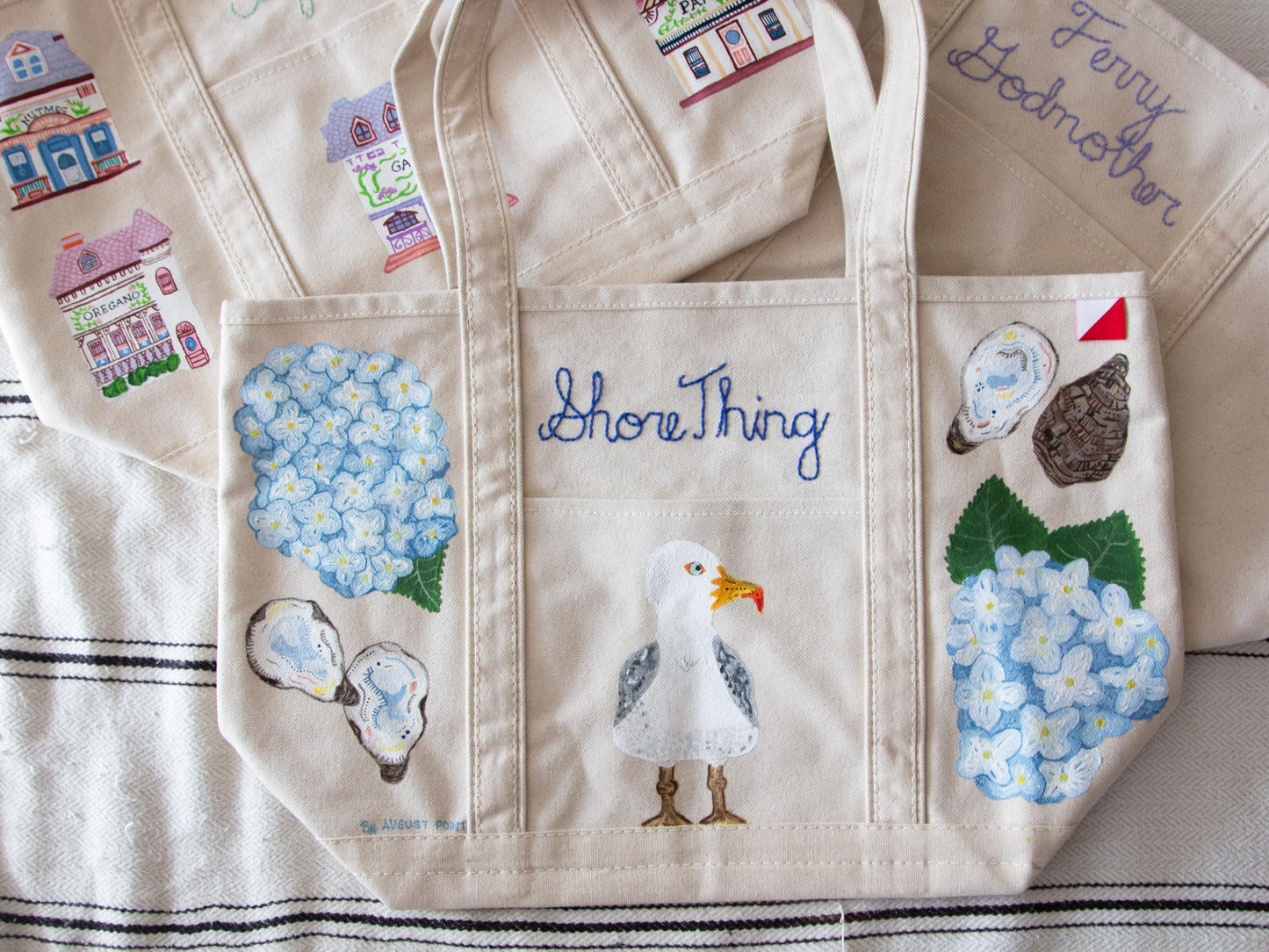 Personalized Embroidered Tote Bag, Hand-Painted Custom Name Canvas Tote, Bridesmaid Gift Bag, Aesthetic Book Tote, Personalized Custom Gift