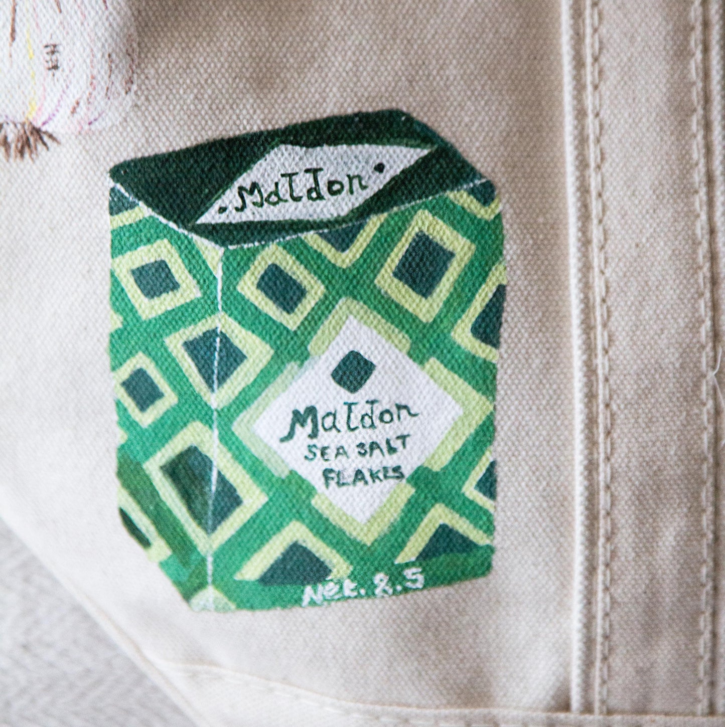 Groceries Favorite Food | What I Love Tote Bag | Hand-Painted Coastal Canvas Tote Bag | Lobster & Oyster Beach Bag