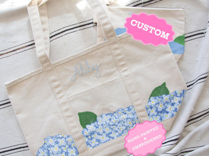 Custom Personalized Hand Painted Embroidered Canvas Tote Bag | Custom Boat Tote Bag | Custom Baby Bag | Personalized Gift Custom Gift