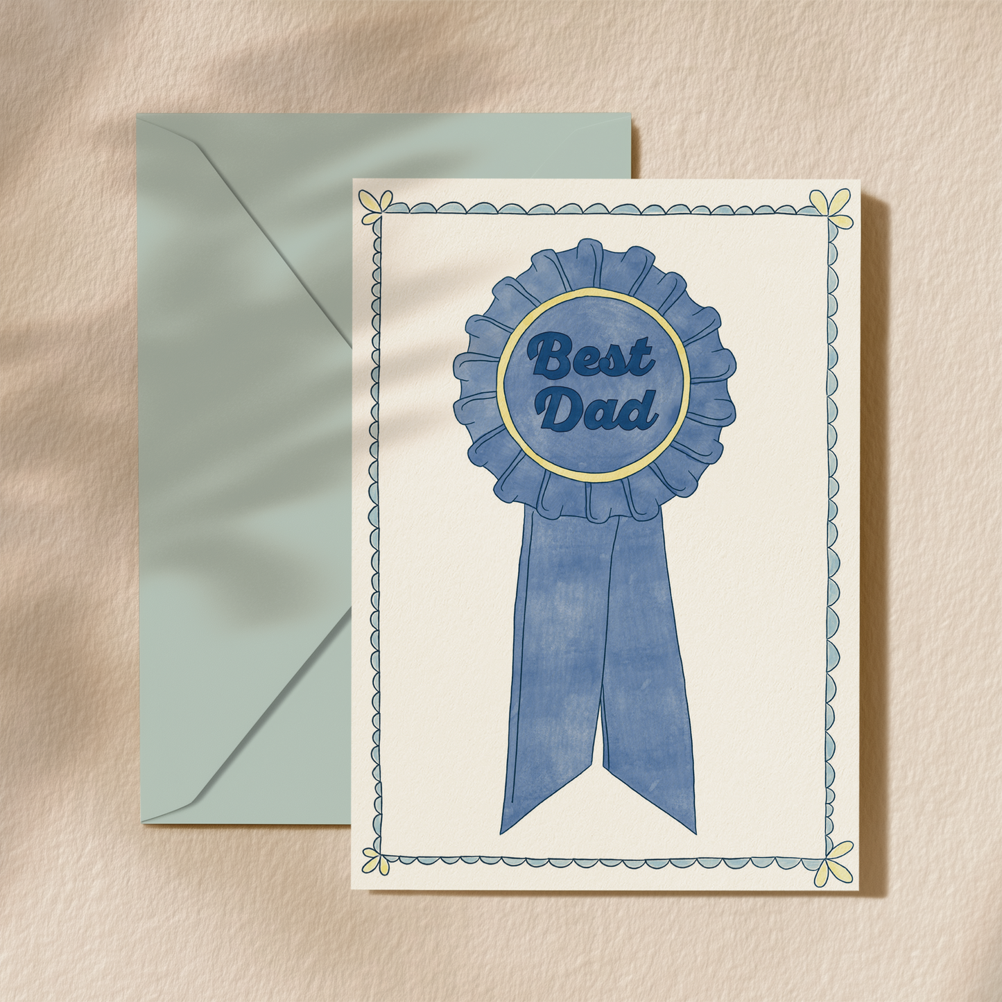 Best Dad Award Card | Hand-drawn Greeting Card | 5.5x6.5 | Blank Inside
