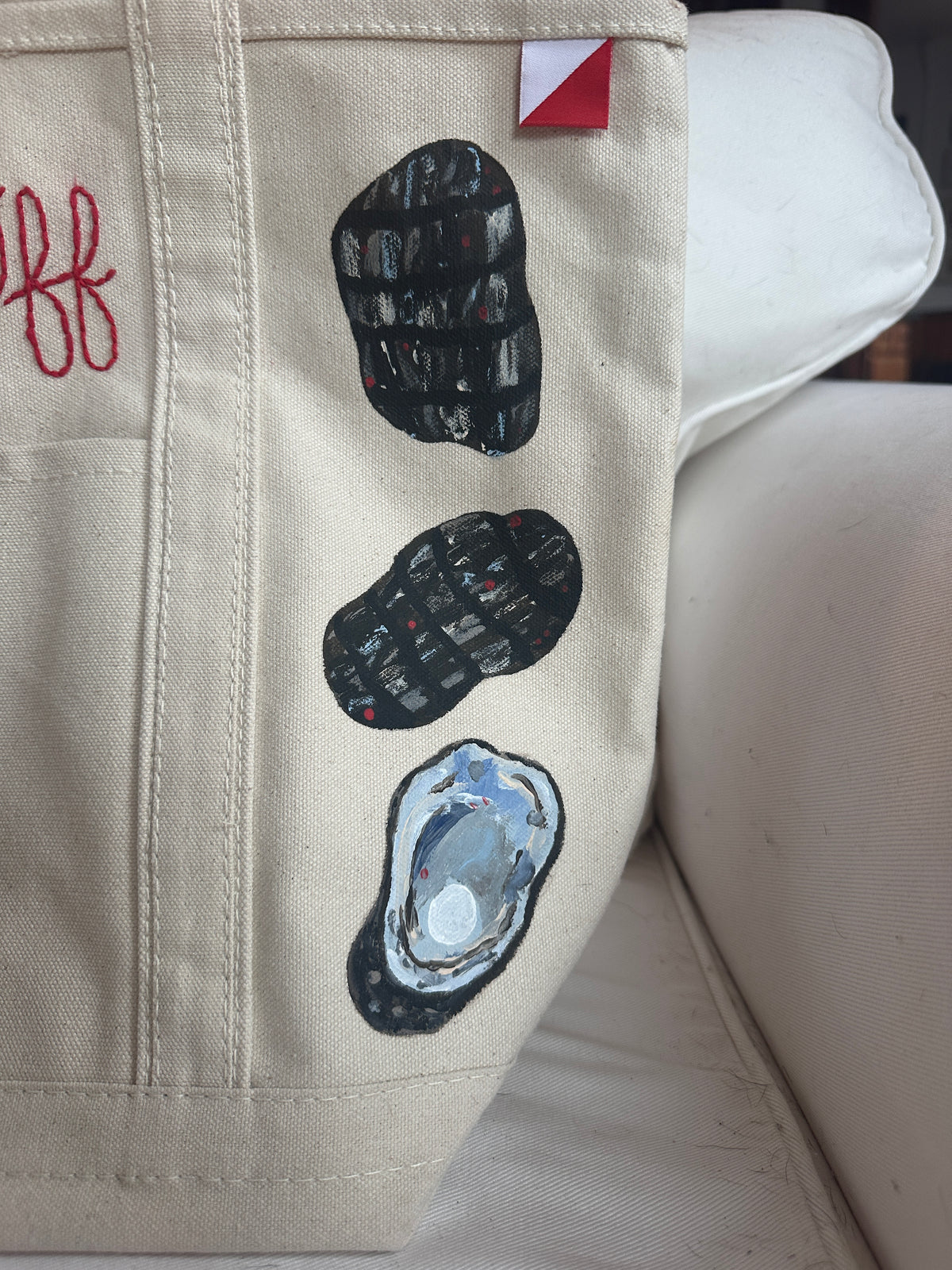 Shuck Off Oysters | Hand-Painted & Hand-Embroidered Tote Bag