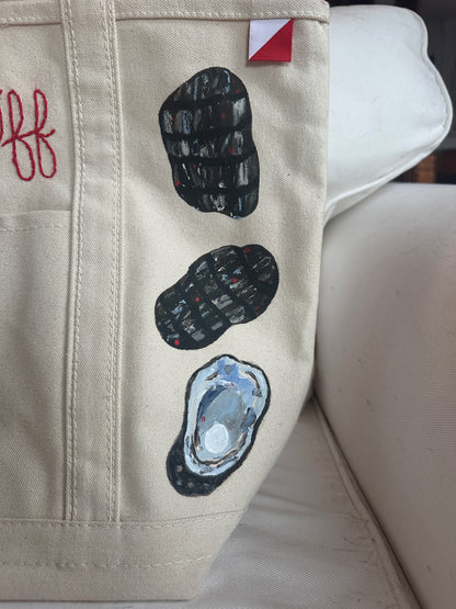 Shuck Off Oysters | Hand-Painted & Hand-Embroidered Tote Bag