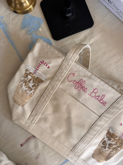 Coffee Babe | Hand-Painted & Hand-Embroidered Tote Bag