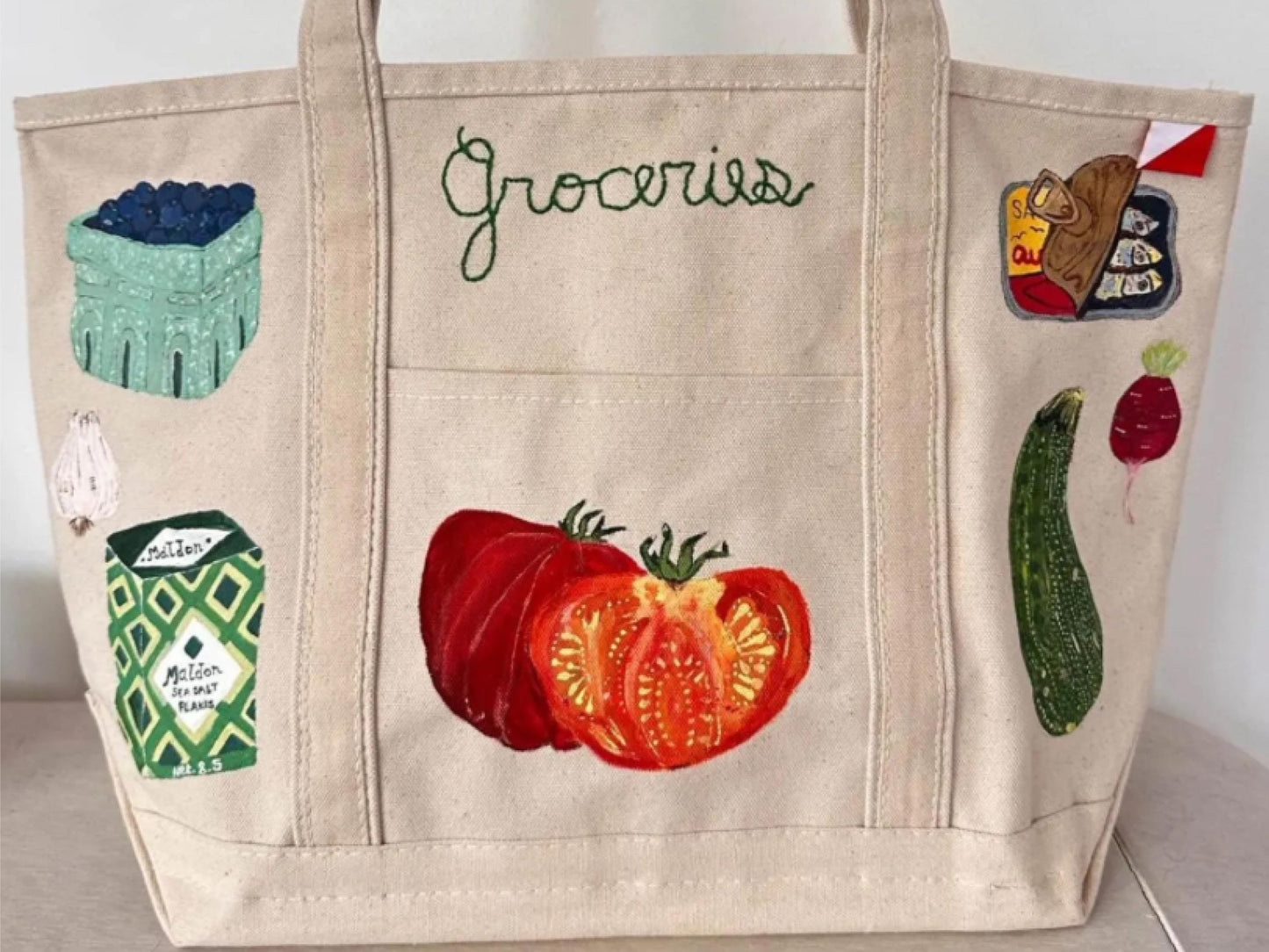 Personalized Custom Hand Painted Embroidered Canvas Tote Bag | Custom Boat Tote Bag | Gift for Wedding | Personalized Gift for Bride
