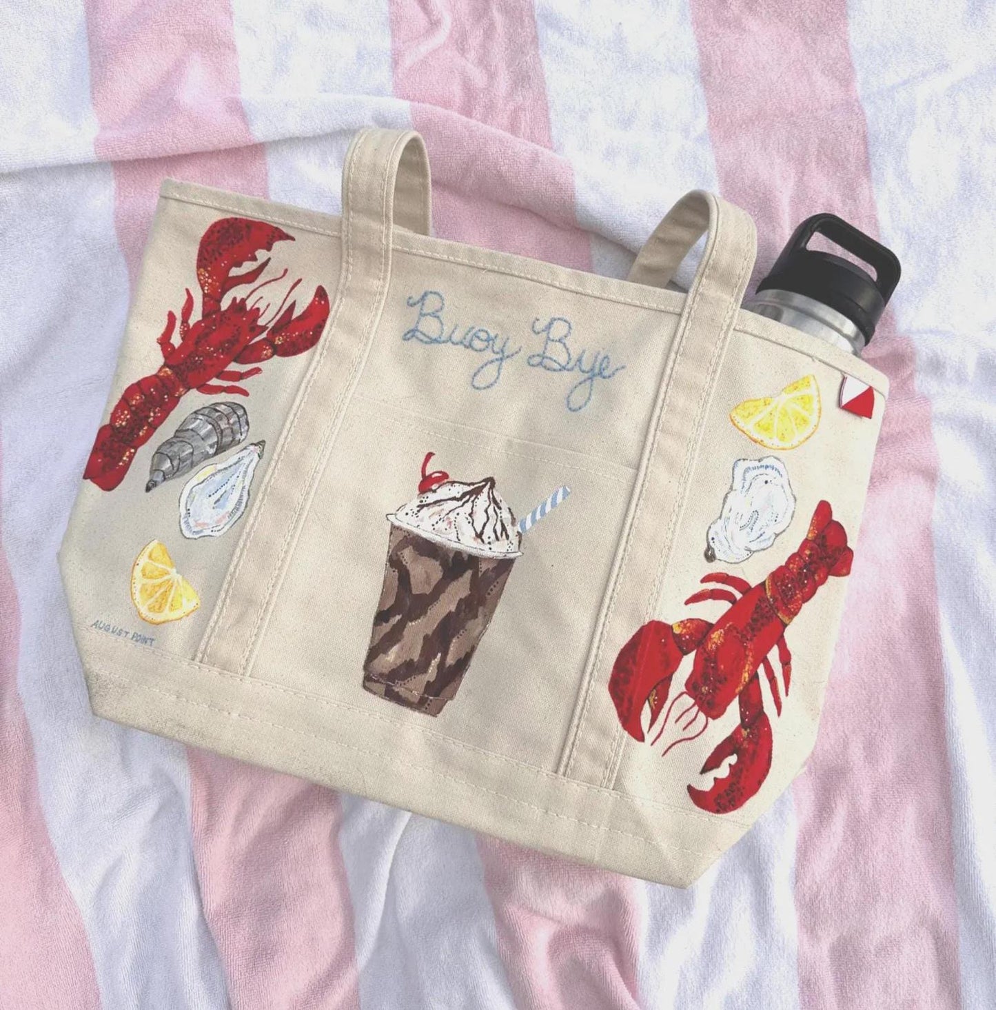 Personalized Custom Hand Painted Embroidered Canvas Tote Bag | Custom Boat Tote Bag | Gift for Wedding | Personalized Gift for Girlfriend