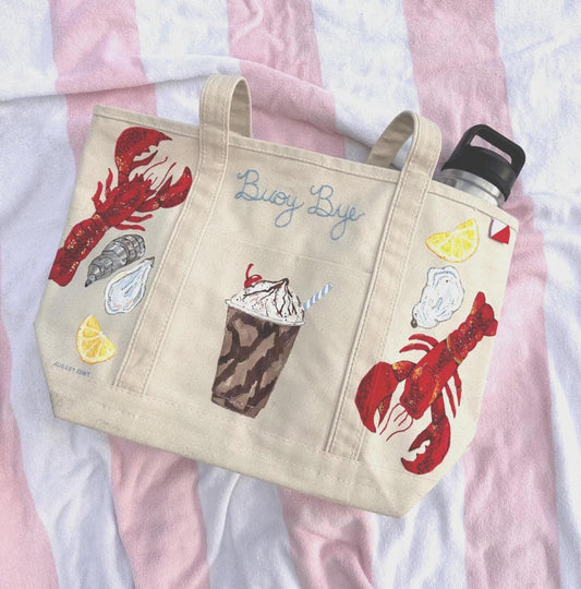 Personalized Custom Hand Painted Embroidered Canvas Tote Bag | Custom Boat Tote Bag | Gift for Wedding | Personalized Gift for Girlfriend