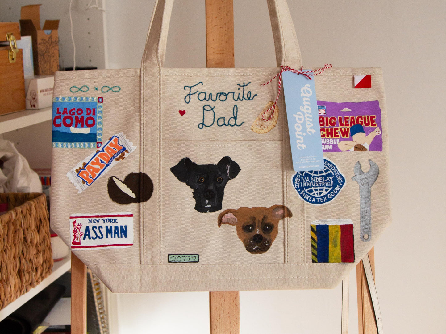 Custom Personalized Hand Painted Embroidered Canvas Tote Bag | Custom Boat Tote Bag | Custom Baby Bag | Personalized Gift Custom Gift