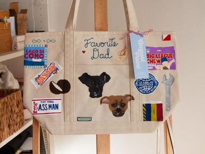 Custom Personalized Hand Painted Embroidered Canvas Tote Bag | Custom Boat Tote Bag | Custom Baby Bag | Personalized Gift Custom Gift
