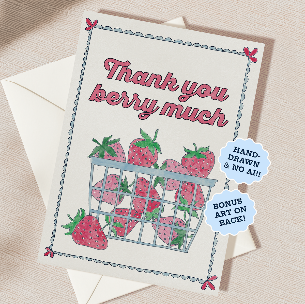 Thank You Berry Much Card | Blank Inside