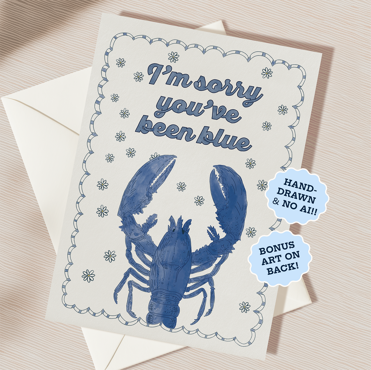 Sorry You’ve Been Blue Lobster Card | Blank Inside