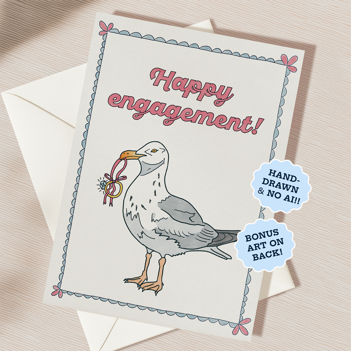 Happy Engagement Greeting Card | Blank Inside