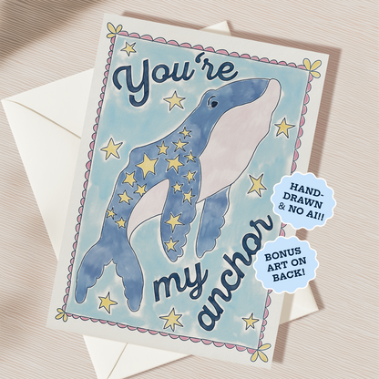 You're My Anchor Whale Card | Blank Inside