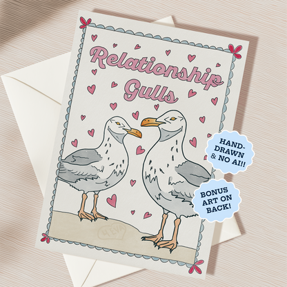 Relationship Gulls Engagement Wedding Card | Blank Inside