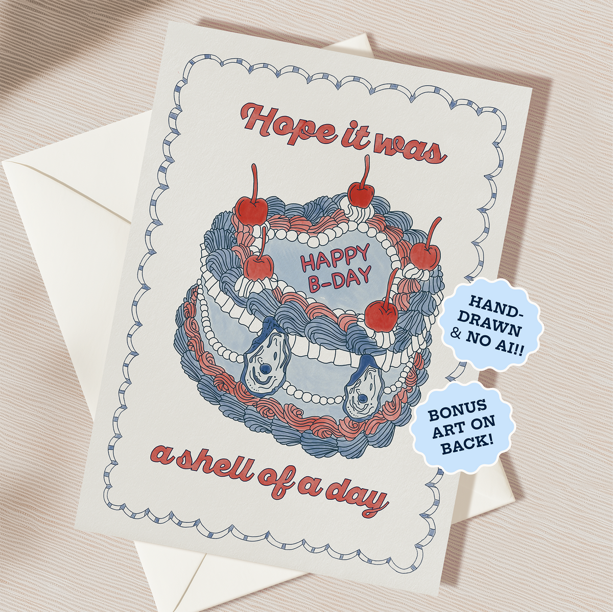 Belated Birthday Cake Card | Blank Inside