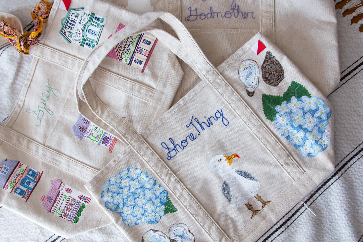 Custom Personalized Hand Painted Embroidered Canvas Tote Bag | Custom Boat Tote Bag | Custom Baby Bag | Personalized Gift Custom Gift