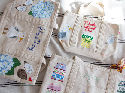 Custom Personalized Hand Painted Embroidered Canvas Tote Bag | Custom Boat Tote Bag | What You Love Tote Bag | Personalized Gift Custom Gift