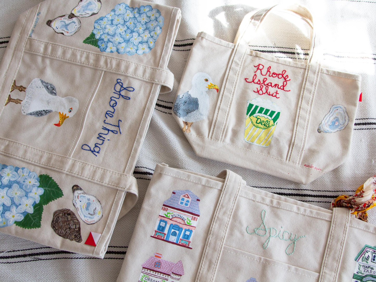Personalized Embroidered Tote Bag, Hand-Painted Custom Name Canvas Tote, Bridesmaid Gift Bag, Aesthetic Book Tote, Personalized Custom Gift