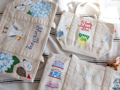 Personalized Embroidered Tote Bag, Hand-Painted Custom Name Canvas Tote, Bridesmaid Gift Bag, Aesthetic Book Tote, Personalized Custom Gift