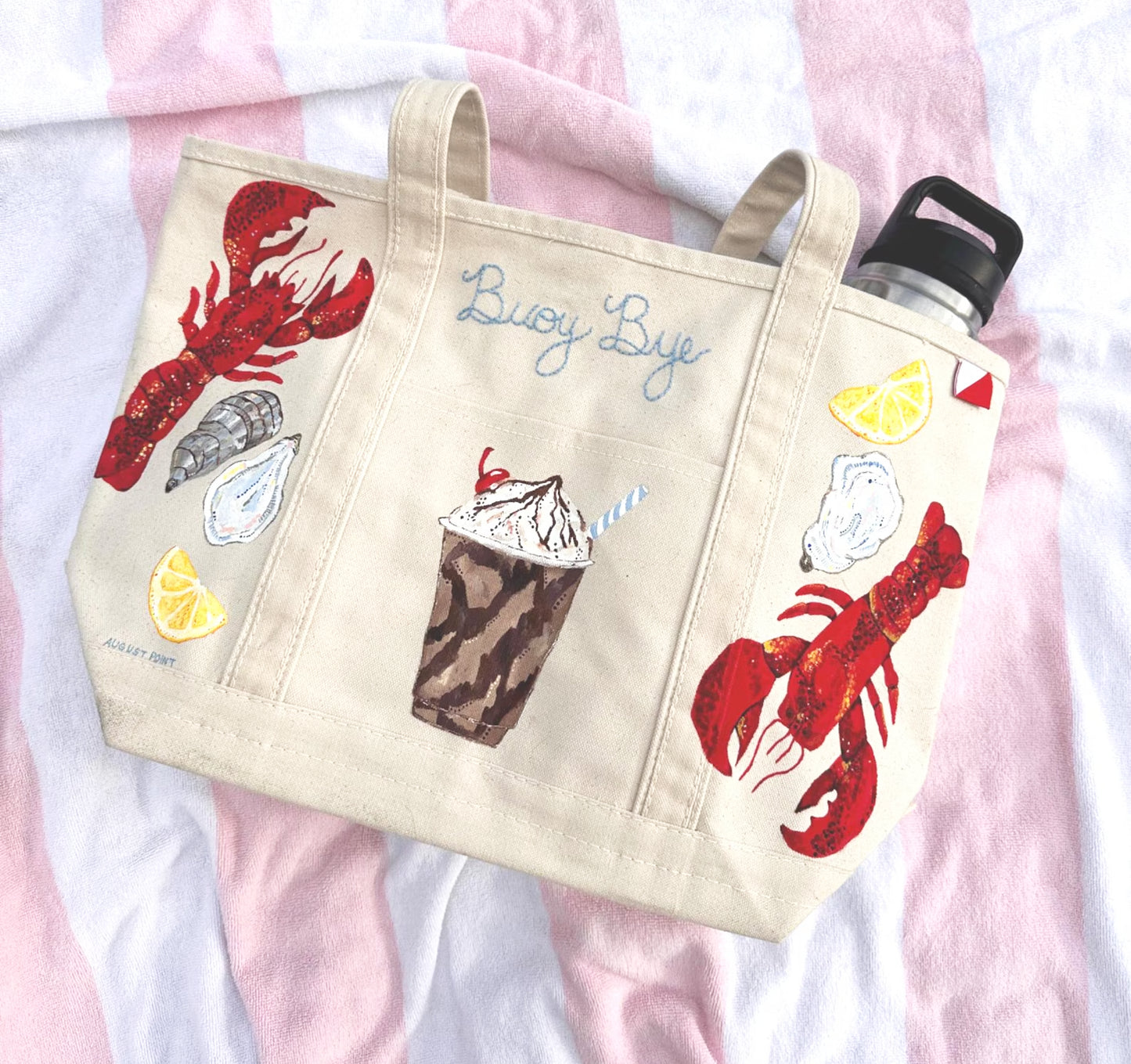 Buoy Bye | Hand-Painted & Hand-Embroidered Tote Bag