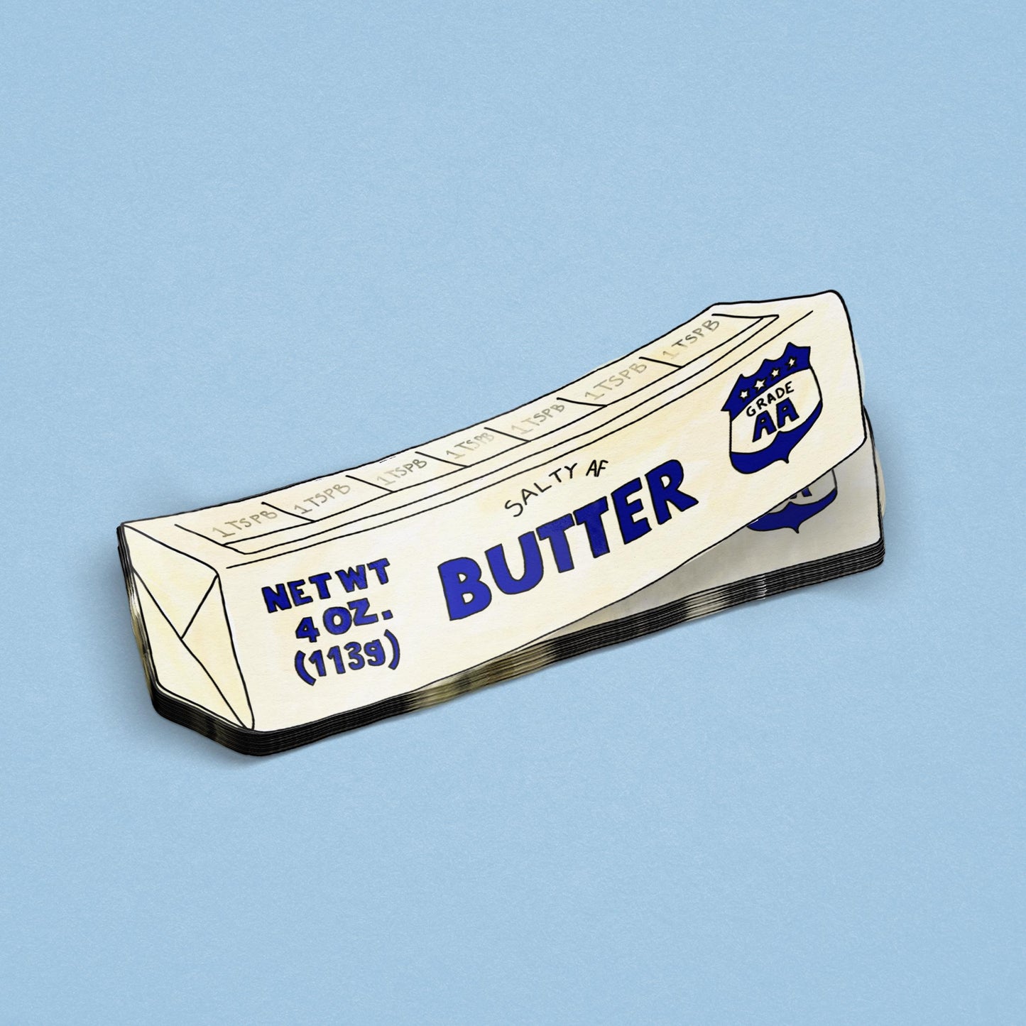 Salty AF Butter Stick Die Cut Vinyl Sticker