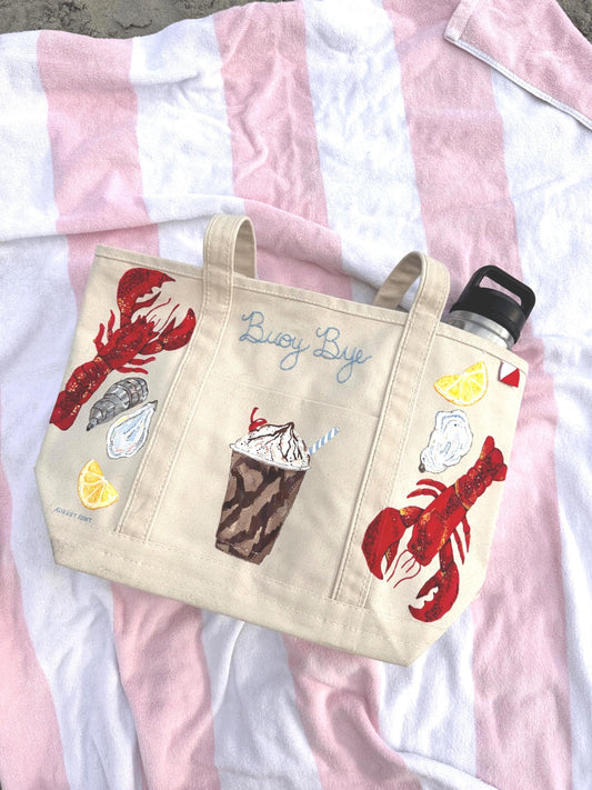 Buoy Bye | Hand-Painted & Hand-Embroidered Tote Bag
