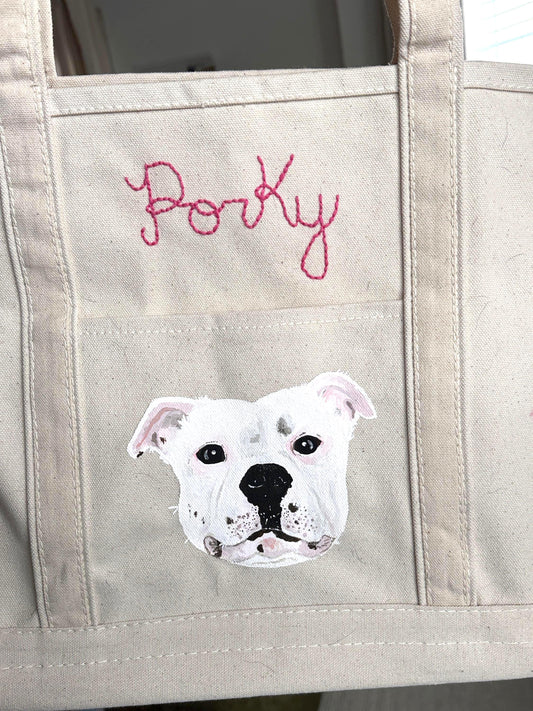 **CUSTOM** Hand-Painted Pet Portrait Tote Bag