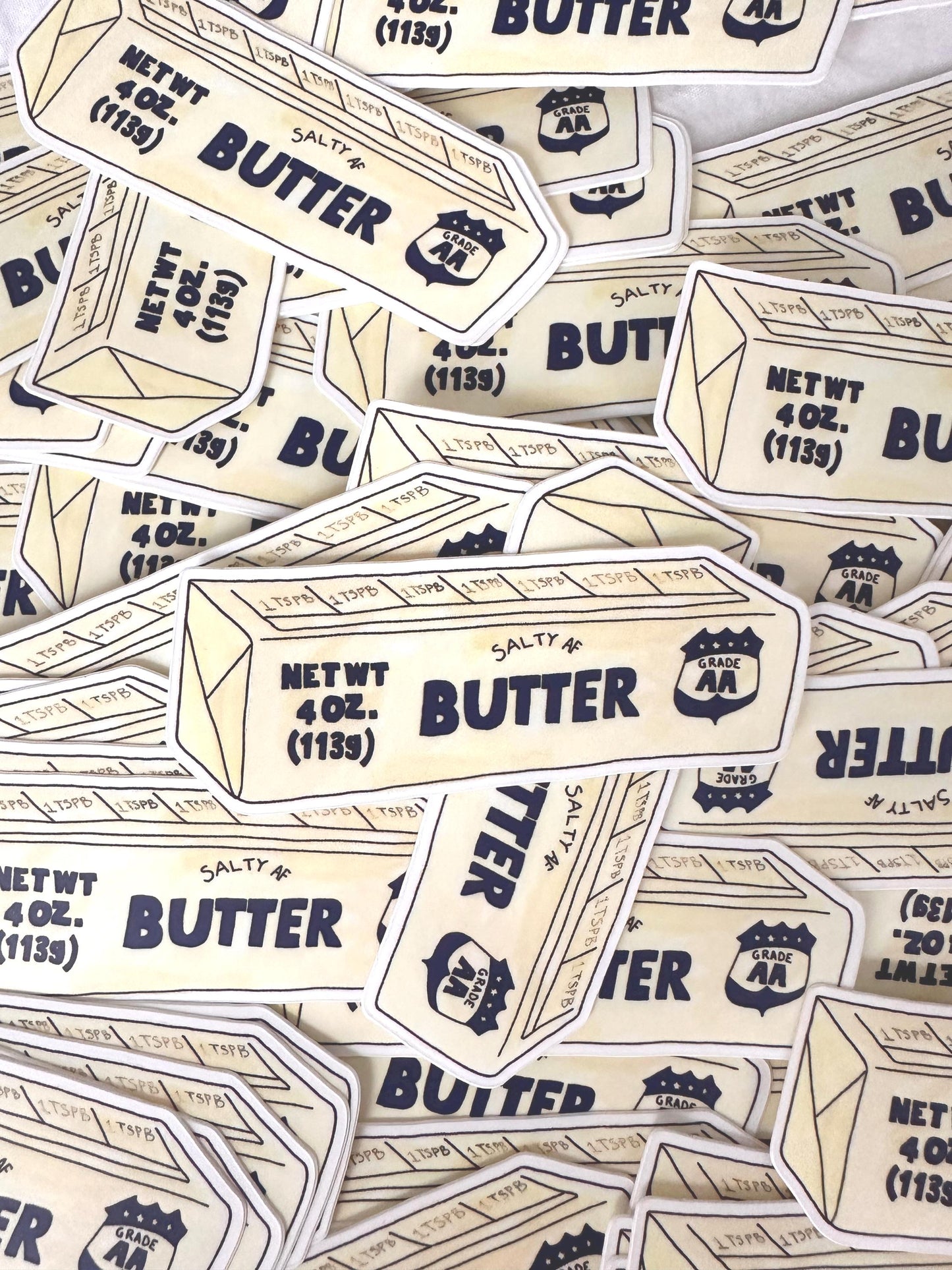 Salty AF Butter Stick Die Cut Vinyl Sticker