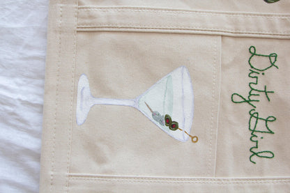 Dirty Girl Olive Martini | Hand-Painted & Hand-Embroidered Tote Bag