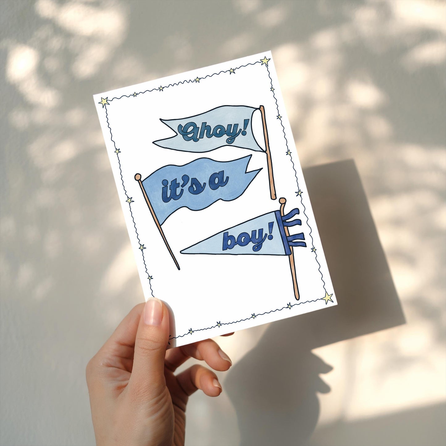 New Baby It's A Boy Greeting Card | 5.5x6.5 Inch | Blank Inside Greeting Card | Baby Shower Card | Gift for Mom | Gift for New Parents