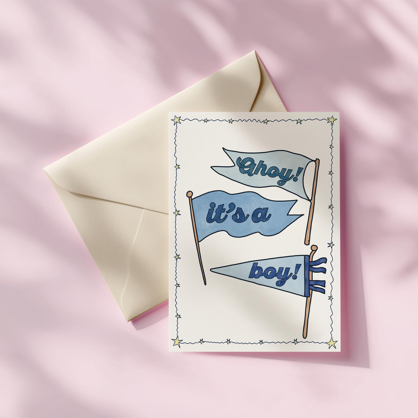 New Baby It's A Boy Greeting Card | 5.5x6.5 Inch | Blank Inside Greeting Card | Baby Shower Card | Gift for Mom | Gift for New Parents