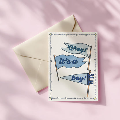 New Baby It's A Boy Greeting Card | 5.5x6.5 Inch | Blank Inside Greeting Card | Baby Shower Card | Gift for Mom | Gift for New Parents