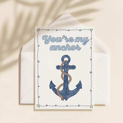 Thank You You're My Anchor Greeting Card | 5.5x6.5 Inch | Blank Inside Greeting Card | Baby Shower Card | Sympathy Card | Thank You Card