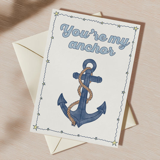 Thank You You're My Anchor Greeting Card | 5.5x6.5 Inch | Blank Inside Greeting Card | Baby Shower Card | Sympathy Card | Thank You Card