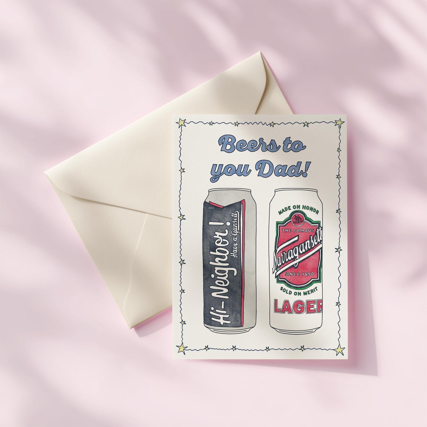 Beers to You Dad Greeting Card | 5.5x6.5 Inch | Blank Inside Greeting Card | Dad's Birthday Greeting Card | Father's Day Greeting Card