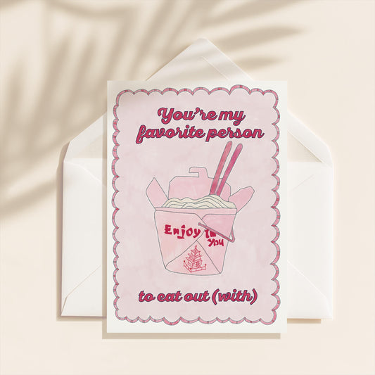 You're My Favorite Person Greeting Card | 5.5x6.5 Inch | Blank Inside Greeting Card | Girlfriend Card | Valentine's Day Greeting Card