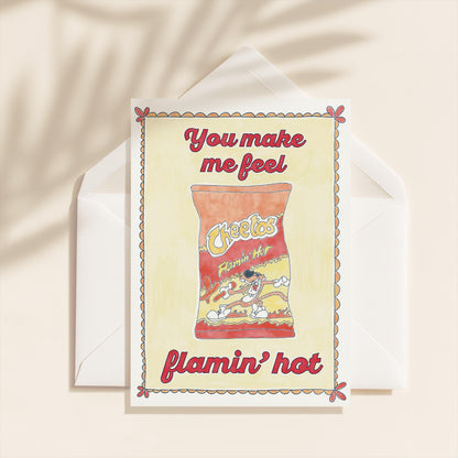 Hot Cheetos Love Romance Greeting Card | 5.5x6.5 Inch | Blank Inside Greeting Card | Greeting Card for Valentine's Day | Sexy Greeting Card