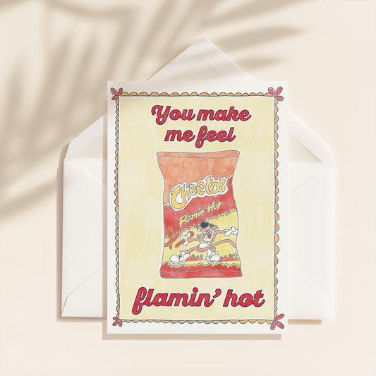 Hot Cheetos Love Romance Greeting Card | 5.5x6.5 Inch | Blank Inside Greeting Card | Greeting Card for Valentine's Day | Sexy Greeting Card