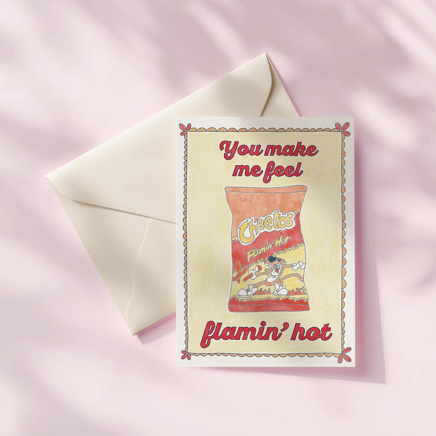 Hot Cheetos Love Romance Greeting Card | 5.5x6.5 Inch | Blank Inside Greeting Card | Greeting Card for Valentine's Day | Sexy Greeting Card