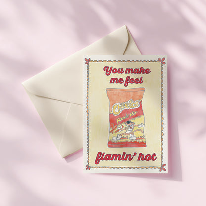 Hot Cheetos Love Romance Greeting Card | 5.5x6.5 Inch | Blank Inside Greeting Card | Greeting Card for Valentine's Day | Sexy Greeting Card