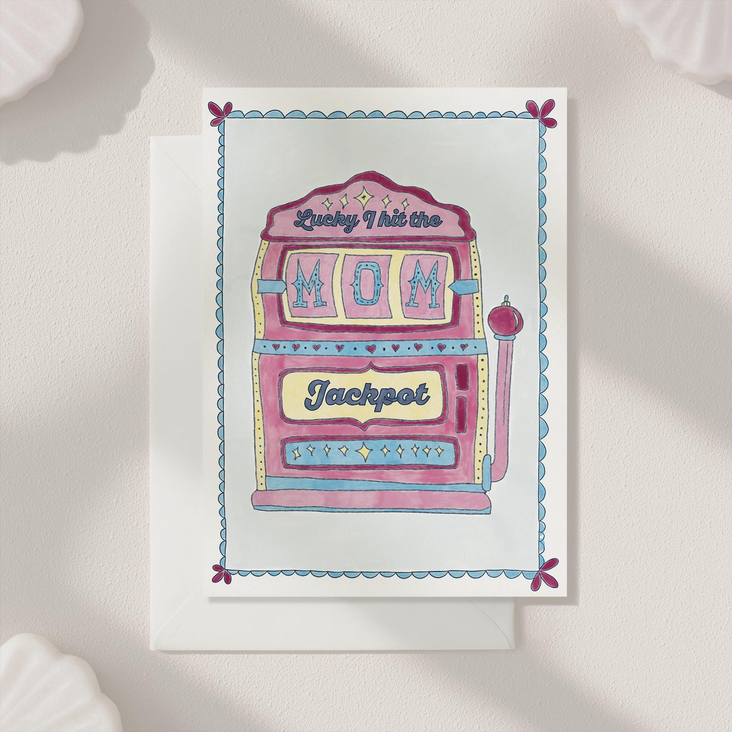 Hand Drawn Mom Jackpot Greeting Card | 5.5x6.5 Inch | Blank Inside Greeting Card | Greeting Card for Mom | Mother's Day Greeting Card