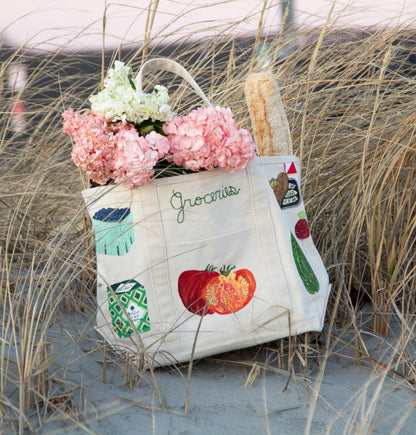 Groceries Favorite Food | Hand-Painted & Hand-Embroidered Tote Bag