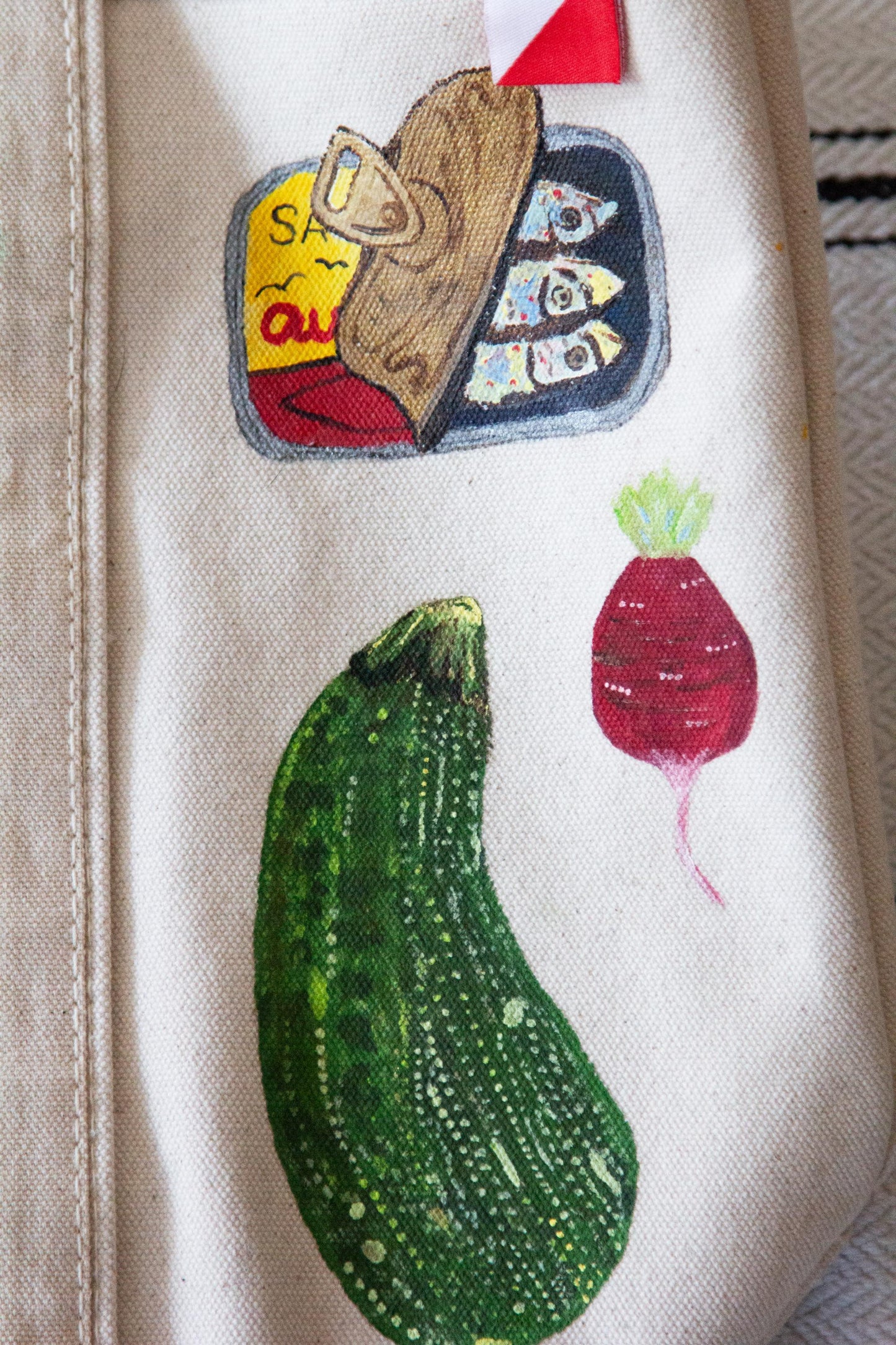 Groceries Favorite Food | Hand-Painted & Hand-Embroidered Tote Bag