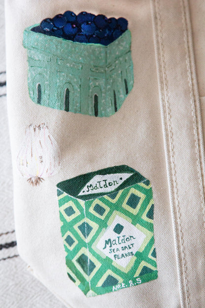 Groceries Favorite Food | Hand-Painted & Hand-Embroidered Tote Bag