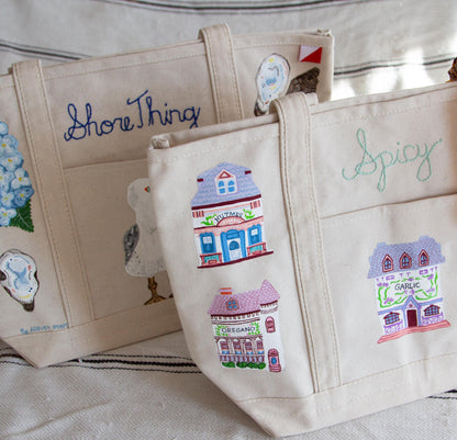 Shore Thing | Hand-Painted & Hand-Embroidered Tote Bag