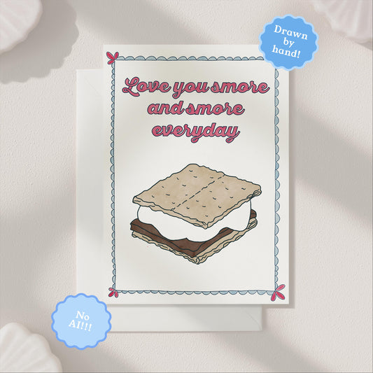 S'mores Love You Greeting Card | 5.5x6.5 Inch | Blank Inside Greeting Card | Girlfriend Card | Valentine's Day Greeting Card