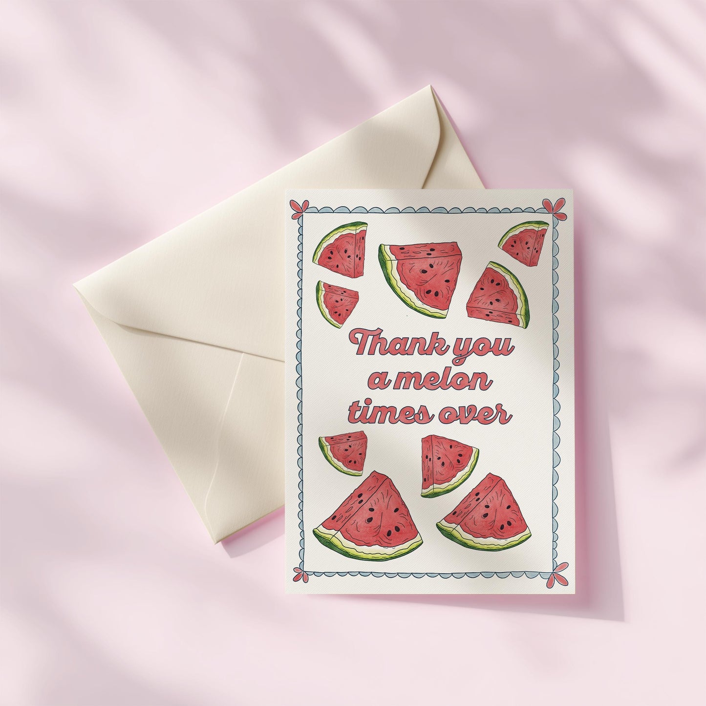 Melon Thank You Card | 5.5x6.5 Inch | Blank Inside Greeting Card | Thank You Greeting Card | Thank You A Melon Times Greeting Card
